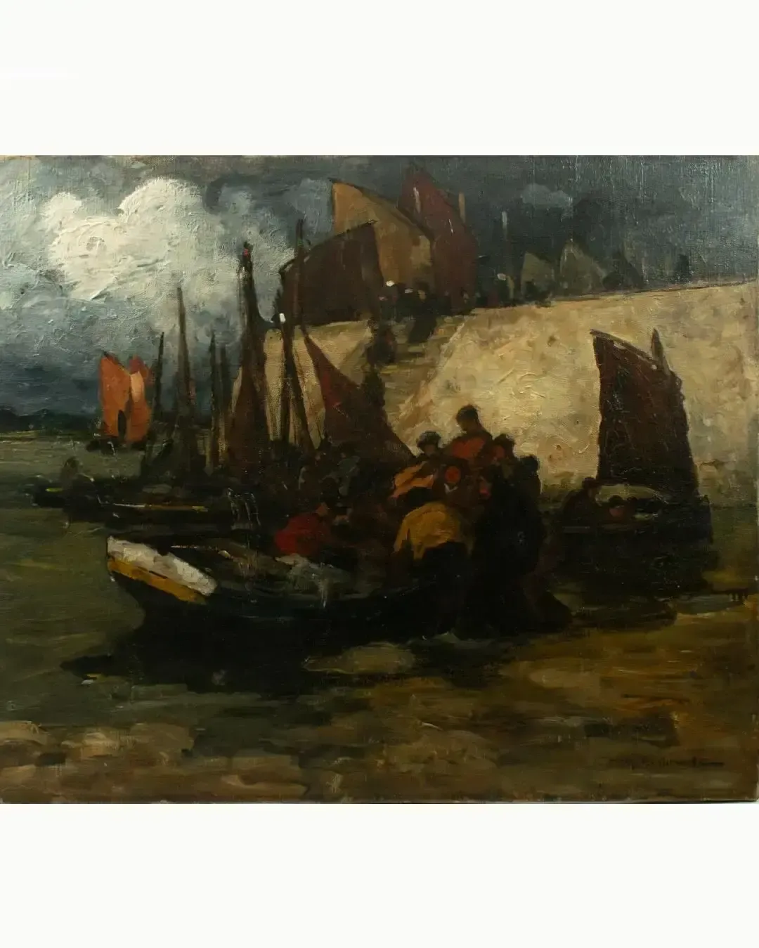 Gustave Babin (1865–1939) — Post Impressionist “Breton Harbour Scene” photo Art