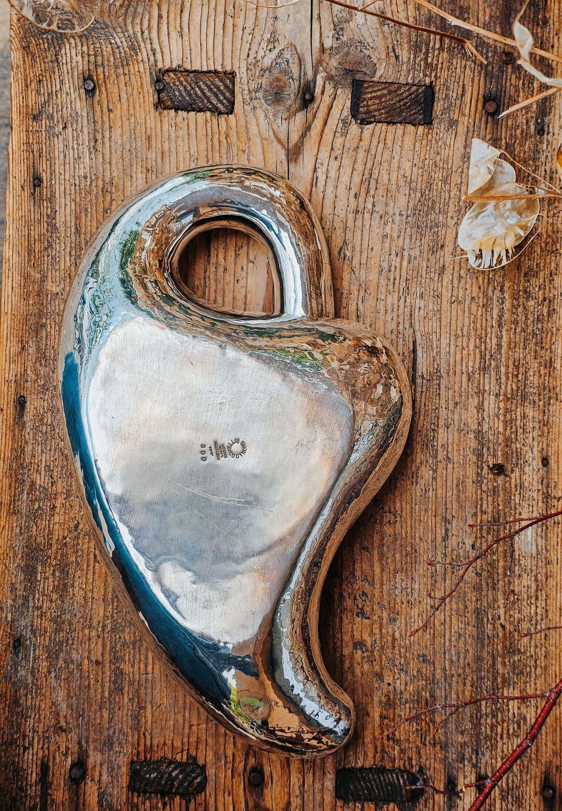 Los Castillo Taxco Mexico · Swan Bowl Silver Plated Copper · Vintage Mid Century · Hammered · Model 300 photo buy