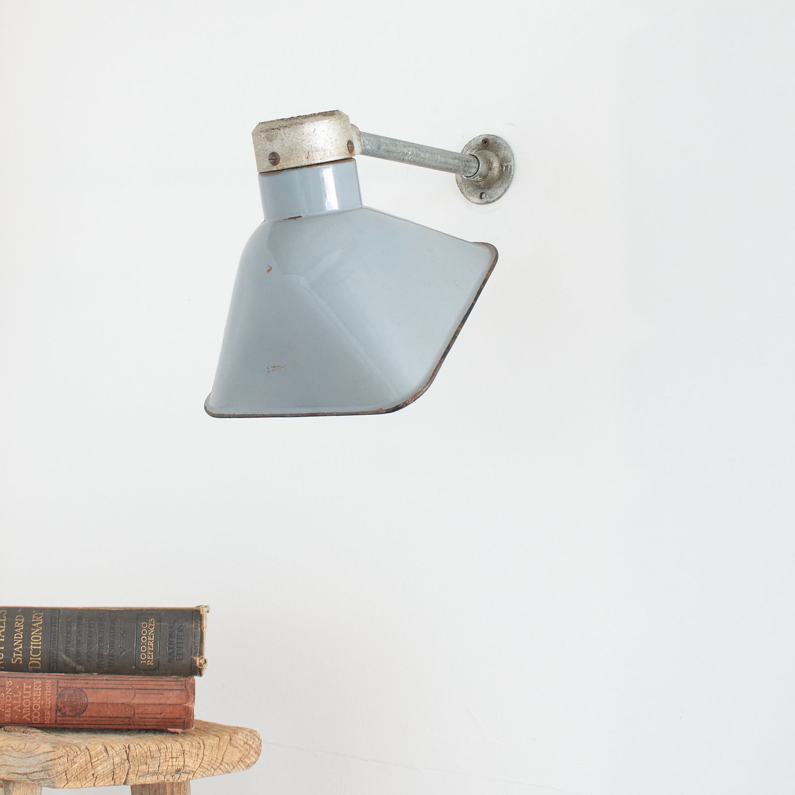 Industrial Antique Grey Enamel Factory Wall Light By Benjamin photo furniture