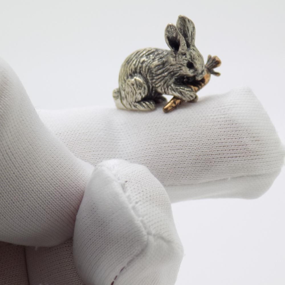 Vintage Italian Handmade Silver And Brass Bunny With Carrot, Italy, 1970s photo furniture
