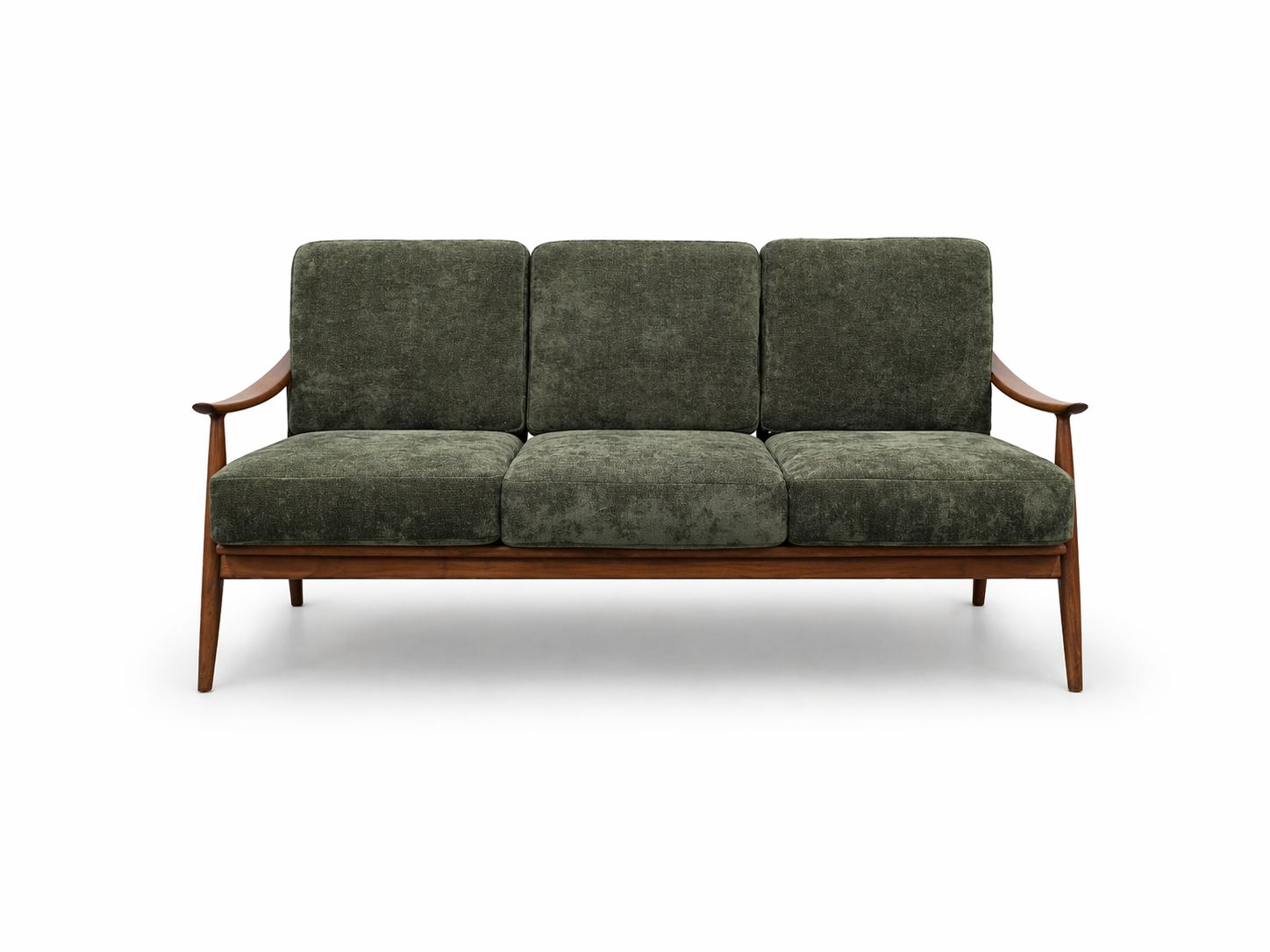 Mid Century Danish Teak Sofa, 1960s In Dark Green photo vintage
