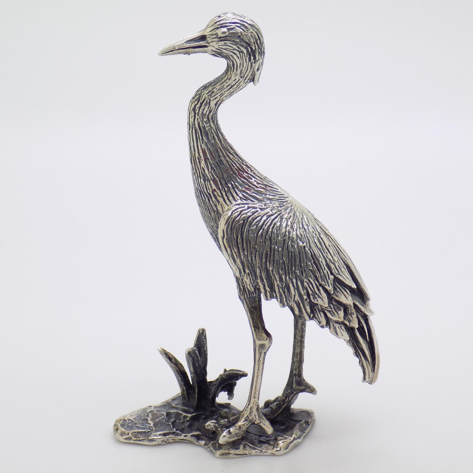 304.0 Vintage Italian Handmade Silver Heron Figurine, 1970s photo