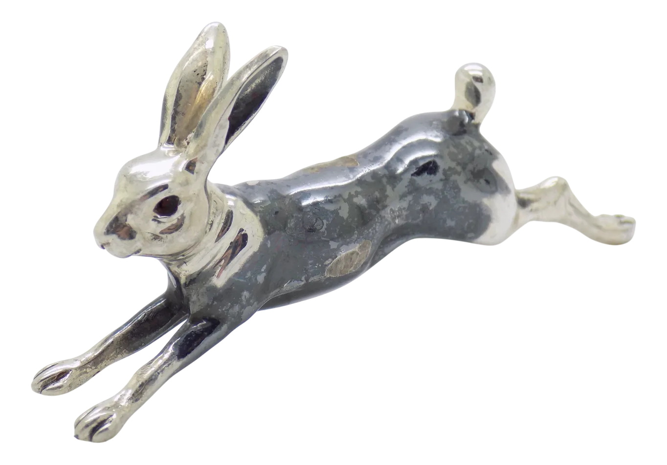 Vintage Italian Handmade Silver Running Hare Figurine, 1980s