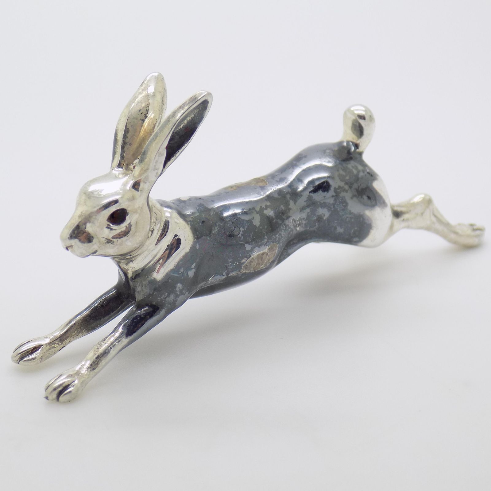 photo buy Vintage Italian Handmade Silver Running Hare Figurine, 1980s