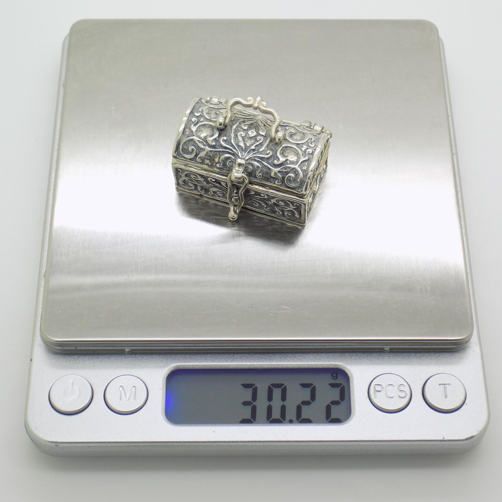 Vintage Italian Handmade Silver Treasure Chest Miniature Figurine, Italy, 1970s 1980s photo vintage