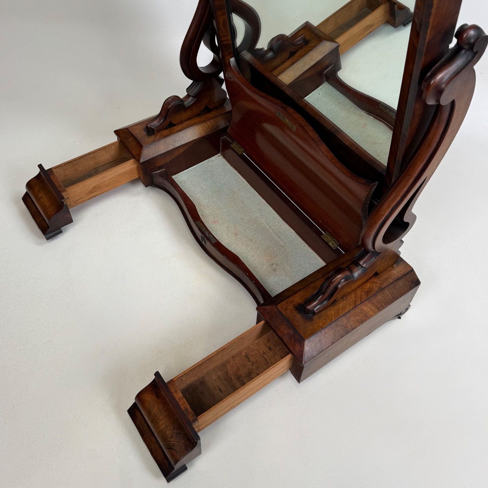 photo vintage Antique 19th Century Victorian Dressing Mirror In Mahogany ( Af 5352 )