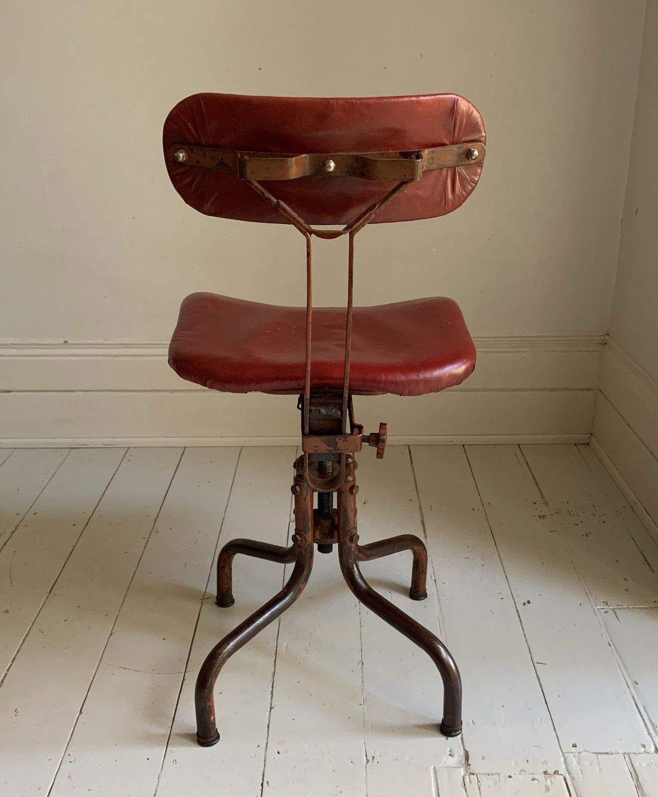 Vintage Industrial Machinist's / Factory / Dentist Chair Red Vinyl photo 255.0