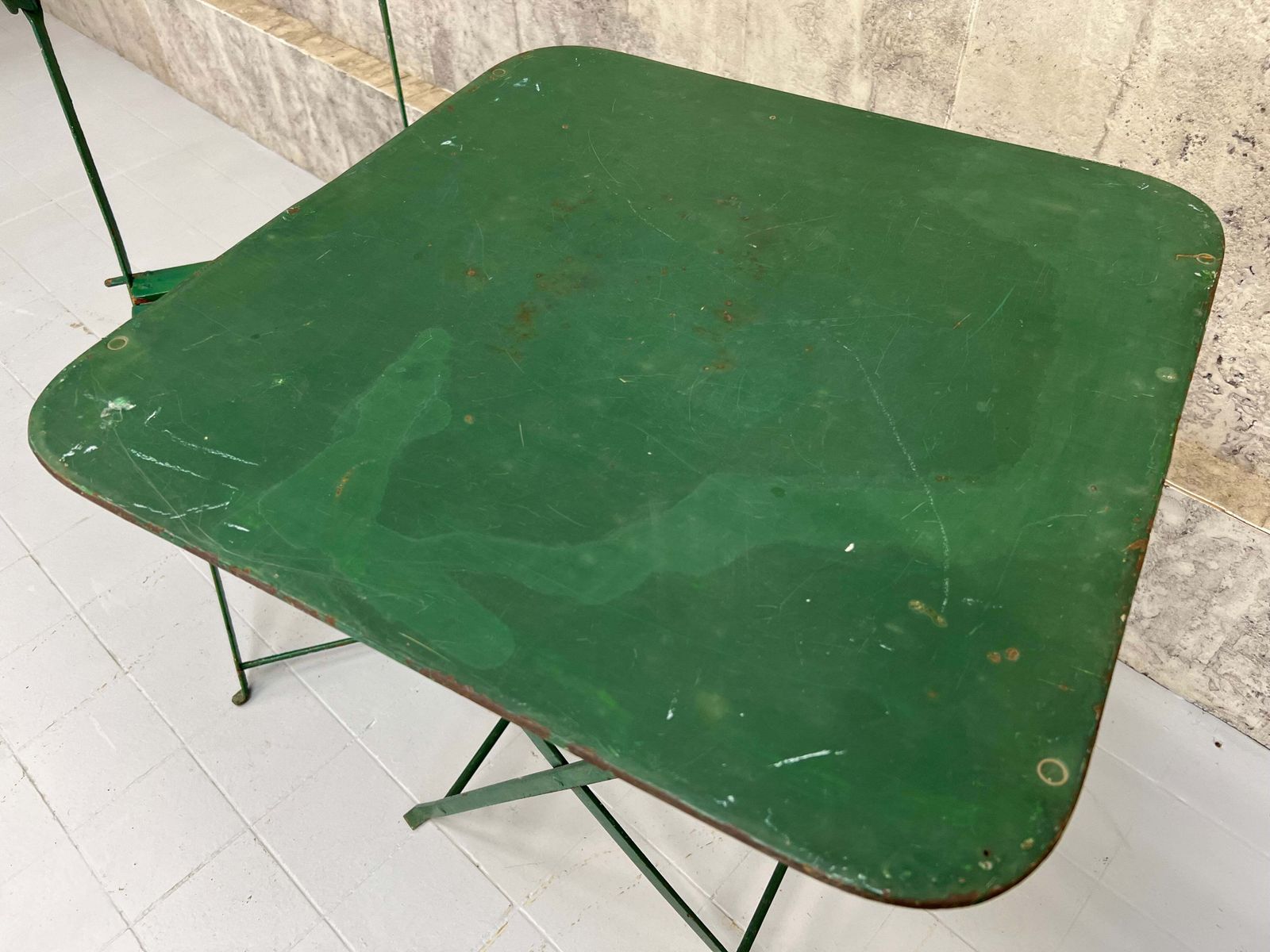 Folding Green Garden Table And Bistro Chair photo for sale