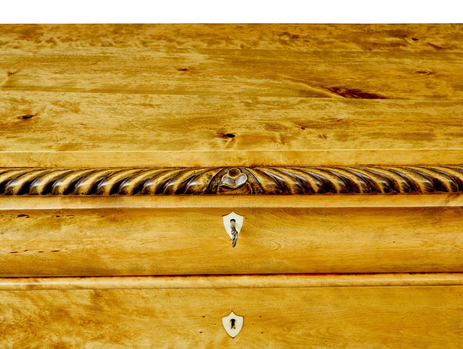 Swedish 19th Century Carved Birch Chest Of Drawers photo for sale