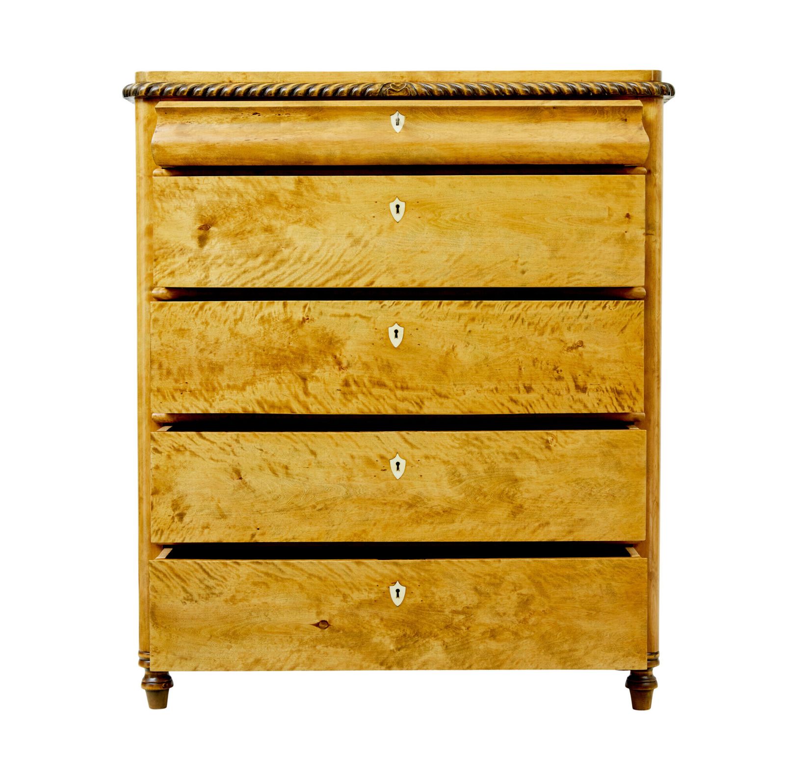 photo furniture Swedish 19th Century Carved Birch Chest Of Drawers