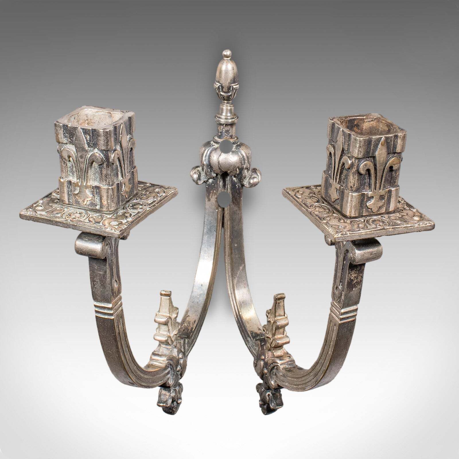 Pair Of Antique Candle Sconces, French, Wall Lighting, Art Nouveau, Victorian photo Lighting