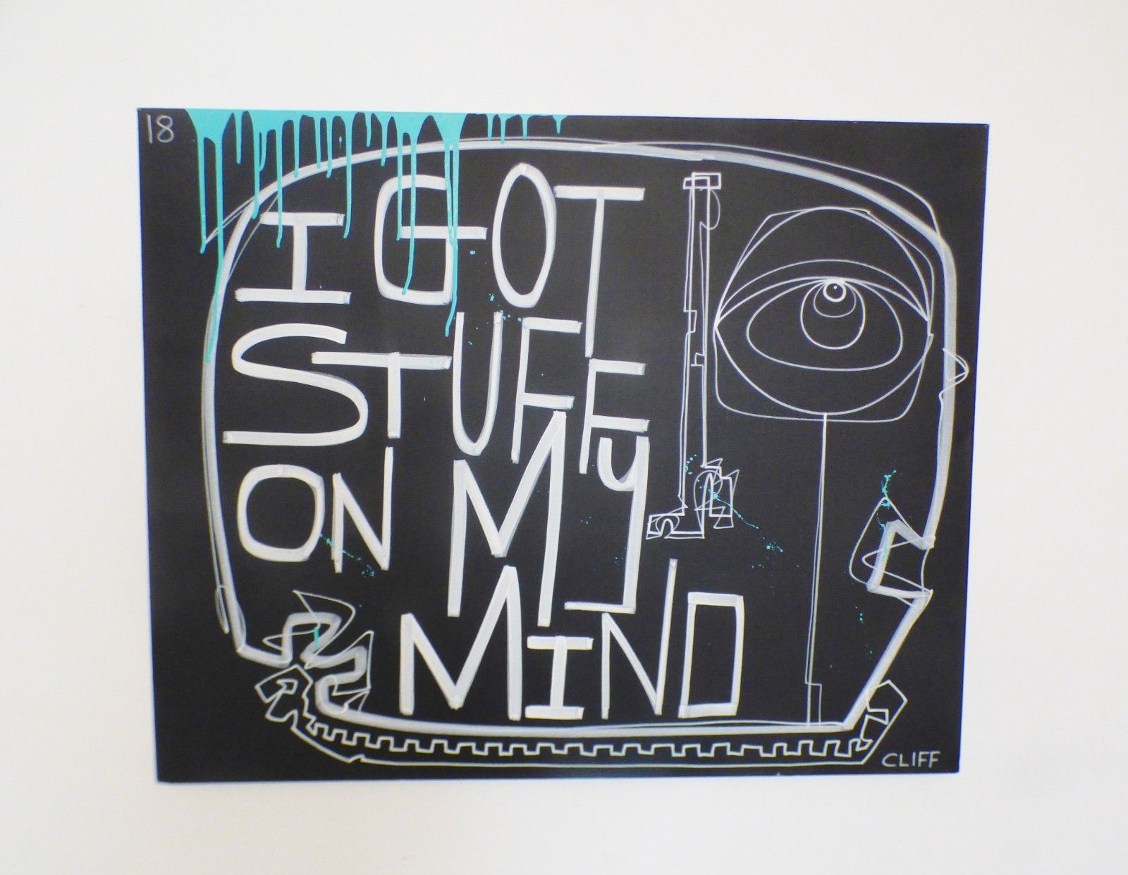 I Got Stuff On My Mind By Cliff Phillips Large Signed Painting Street Artist photo furniture