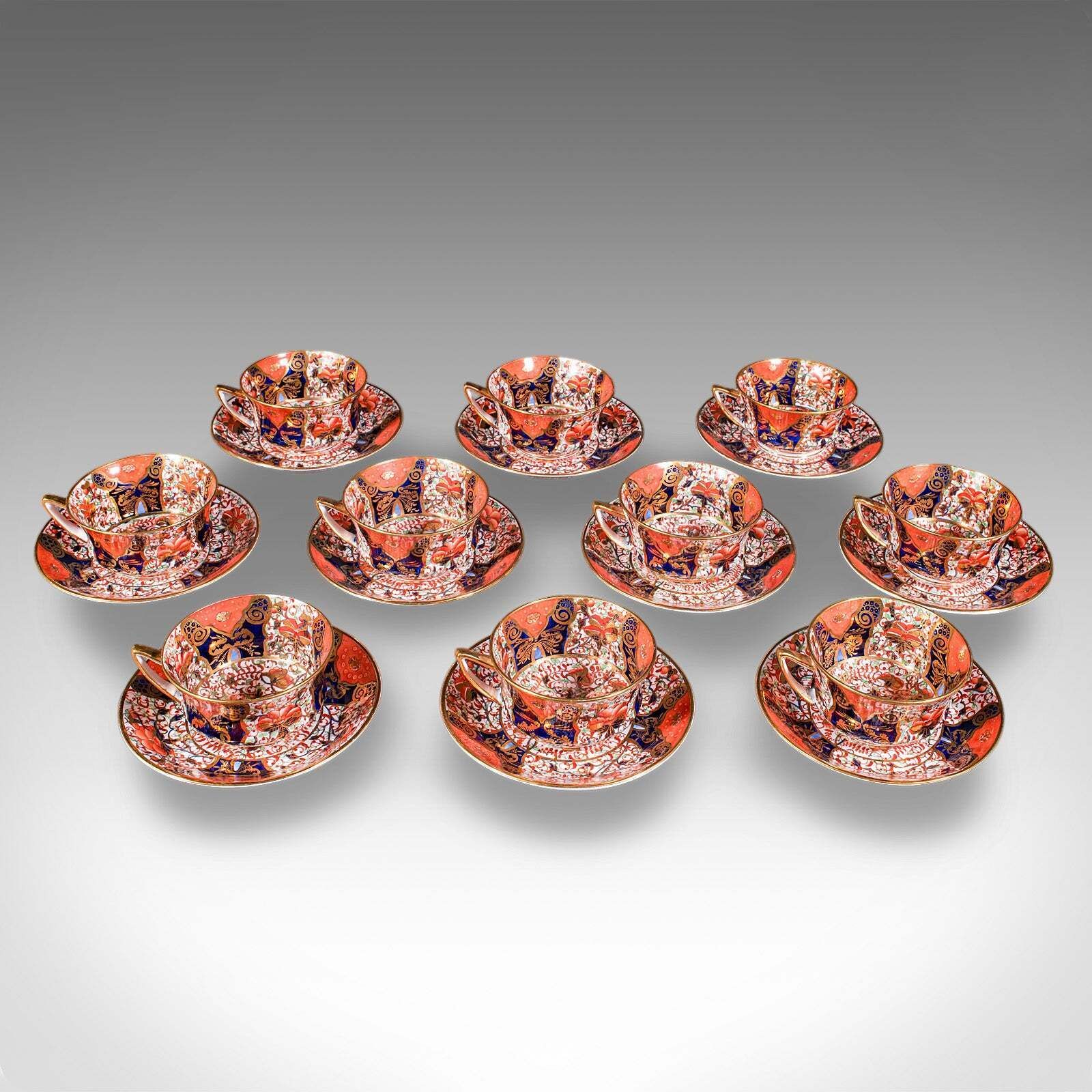 Antique 10 Person Afternoon Tea Service, English, Cup, Saucer, Bowl, Victorian photo for sale