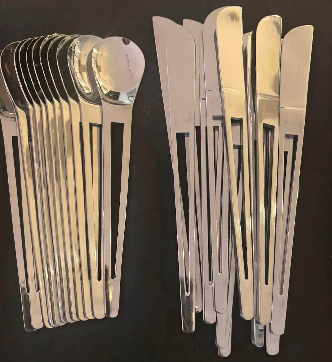photo vinterior Flatware Set For 12 Stainless Steel Design Cutlery Modernist Design Post Modern Aztec Cutlery Set From Herdmar Made In Portugal Wedding Gift