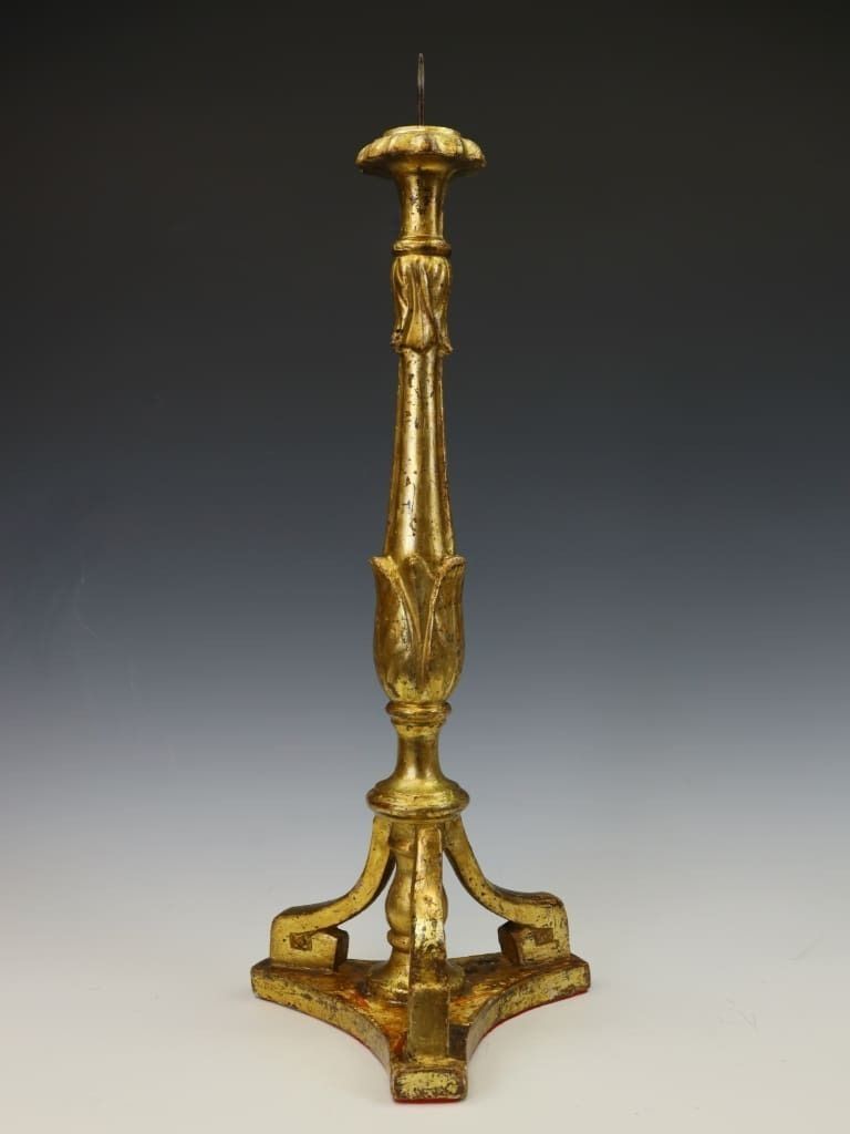 A Late 18th Century Italian Neoclassical Giltwood Candlestick photo 750.0