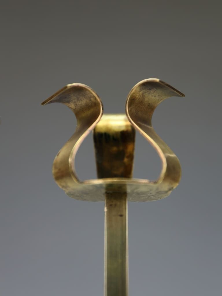 photo for sale A Rare Pair Of Brass Candlesticks, Attributed To The Margaret Gilmour School