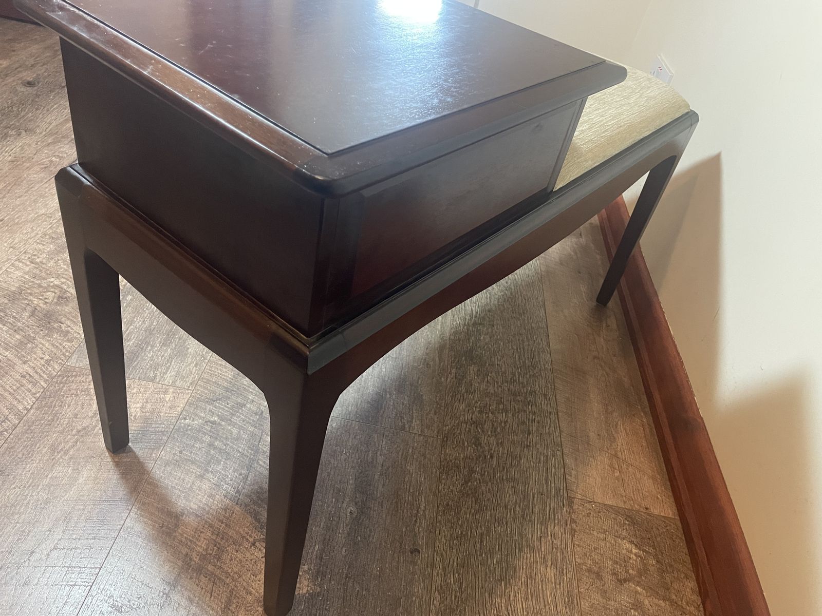 Vintage Stag Solid Wood Telephone / Hall Bench With Drawer – Dark Mahogany Veneer photo 150.0