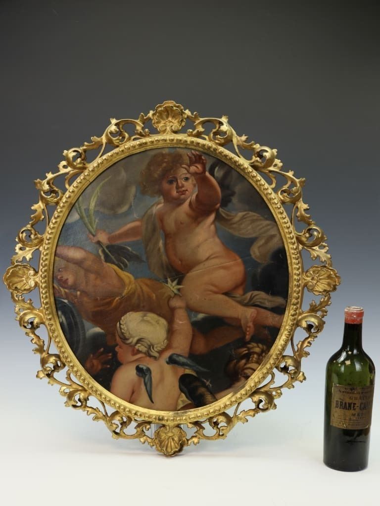 An Italian Oil Painting On Canvas In A Giltwood Florentine Frame photo Art