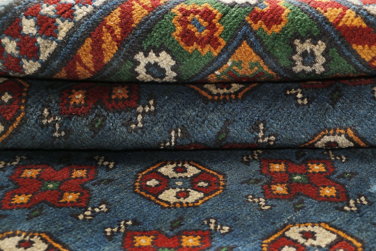 Blue Oriental Turkmen Bokhara Tribal Authentic Rug photo 538.0