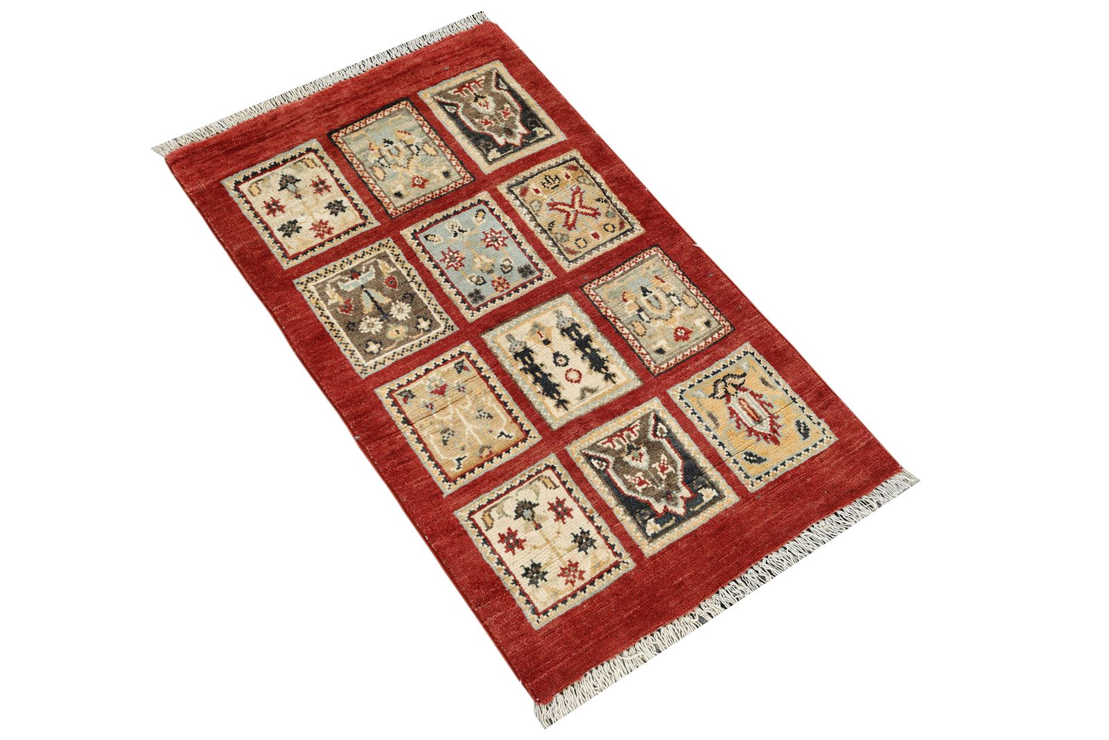 Small Red Oriental Afghan Ayna Garden Design Rug photo furniture