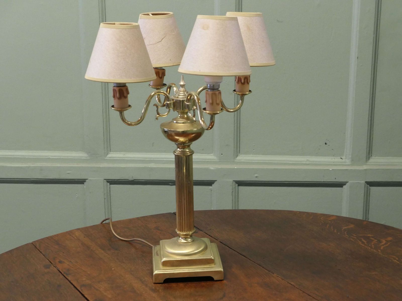 Large Heavy Brass 4 Branch Table Lamp This Is A Heavy And Stunningly Attractive Piece, photo Lighting