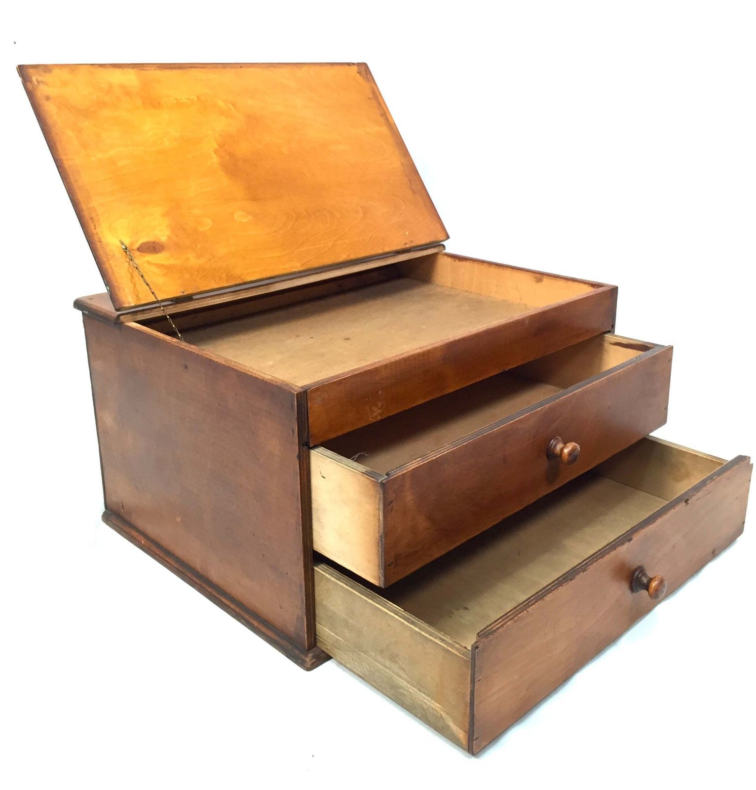 Antique Tabletop Storage Box / Sewing /Haberdashery Cabinet / Jewellery / C1950 photo vinterior