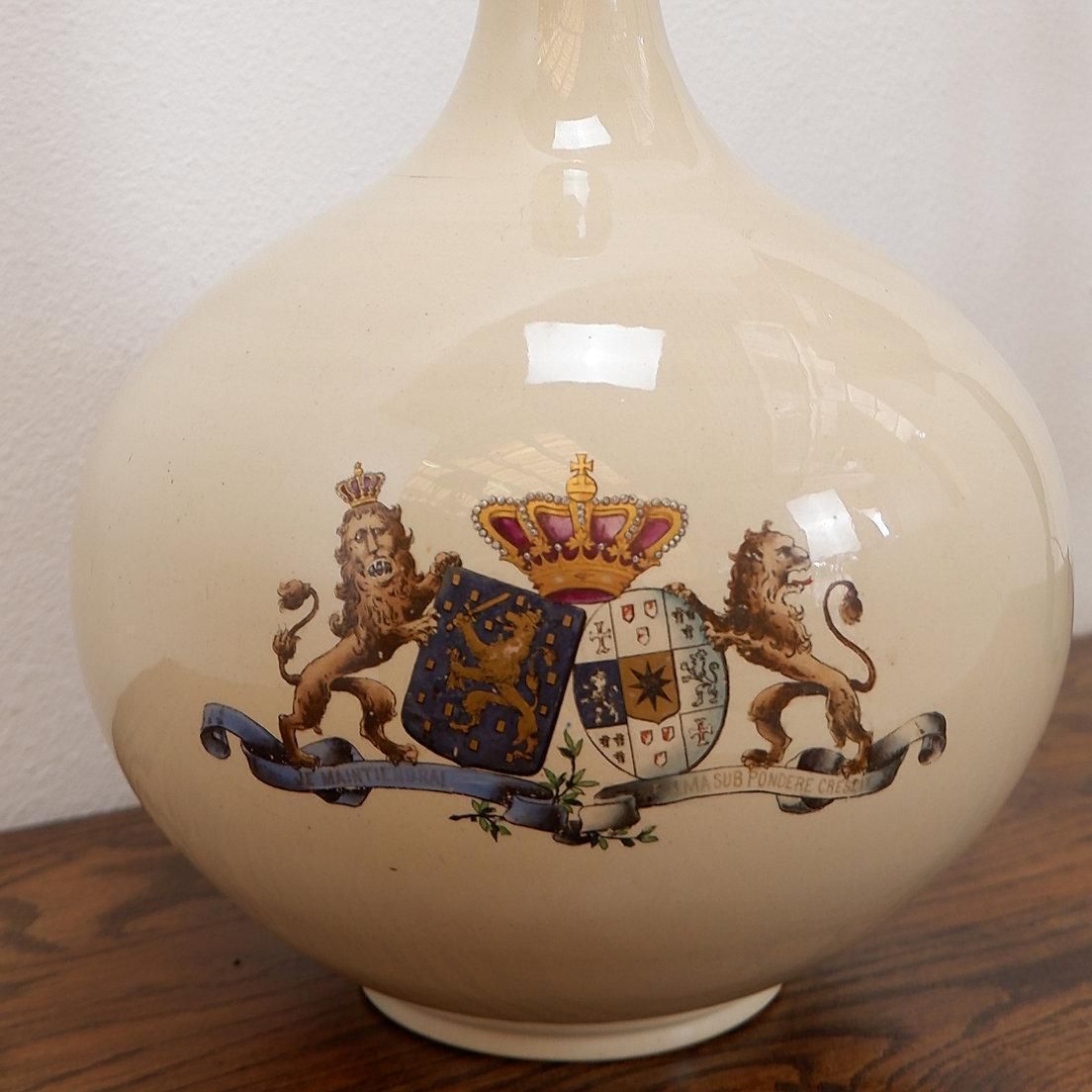 Large Wine Carafe Decorated With The Coats Of Arms Of King William III And Queen photo for sale