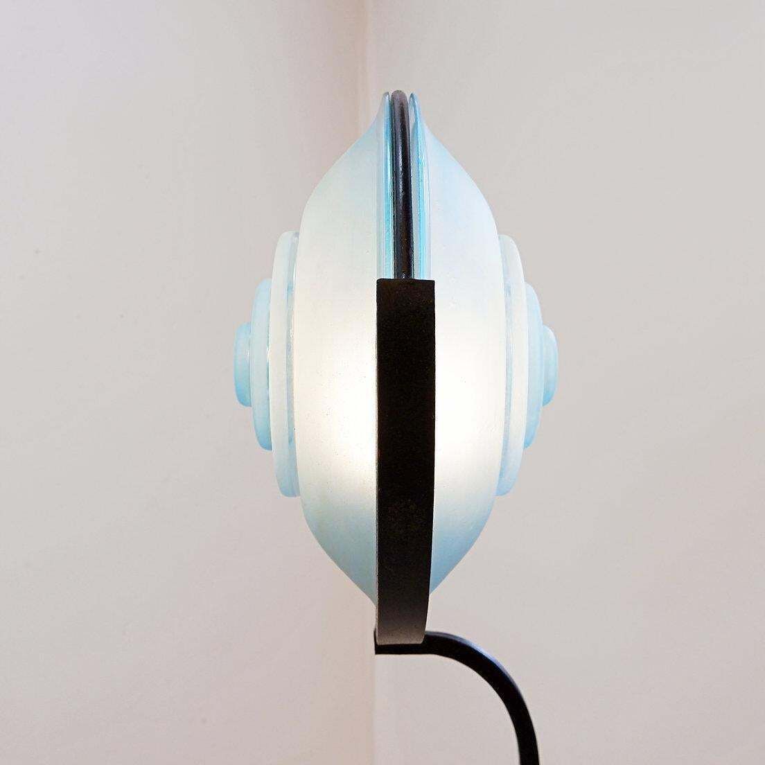 21st Century Industrial Floor Lamp In Metal And Sandblasted Glass photo Lighting