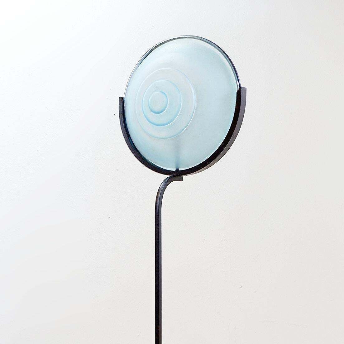 21st Century Industrial Floor Lamp In Metal And Sandblasted Glass photo vintage