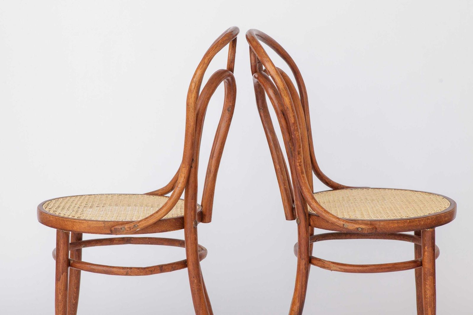 Set Of 2 Bentwood Angel Chairs 1940s, Vienna Cane Seats, Stained Beech Wood, Vintage Dining Chairs photo buy