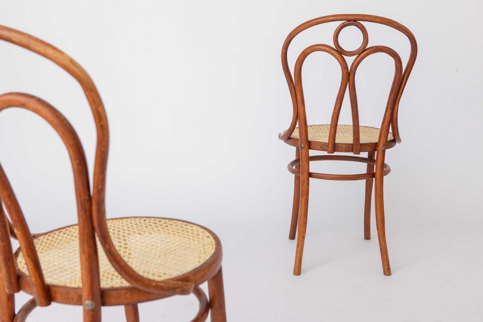 Set Of 2 Bentwood Angel Chairs 1940s, Vienna Cane Seats, Stained Beech Wood, Vintage Dining Chairs photo vintage