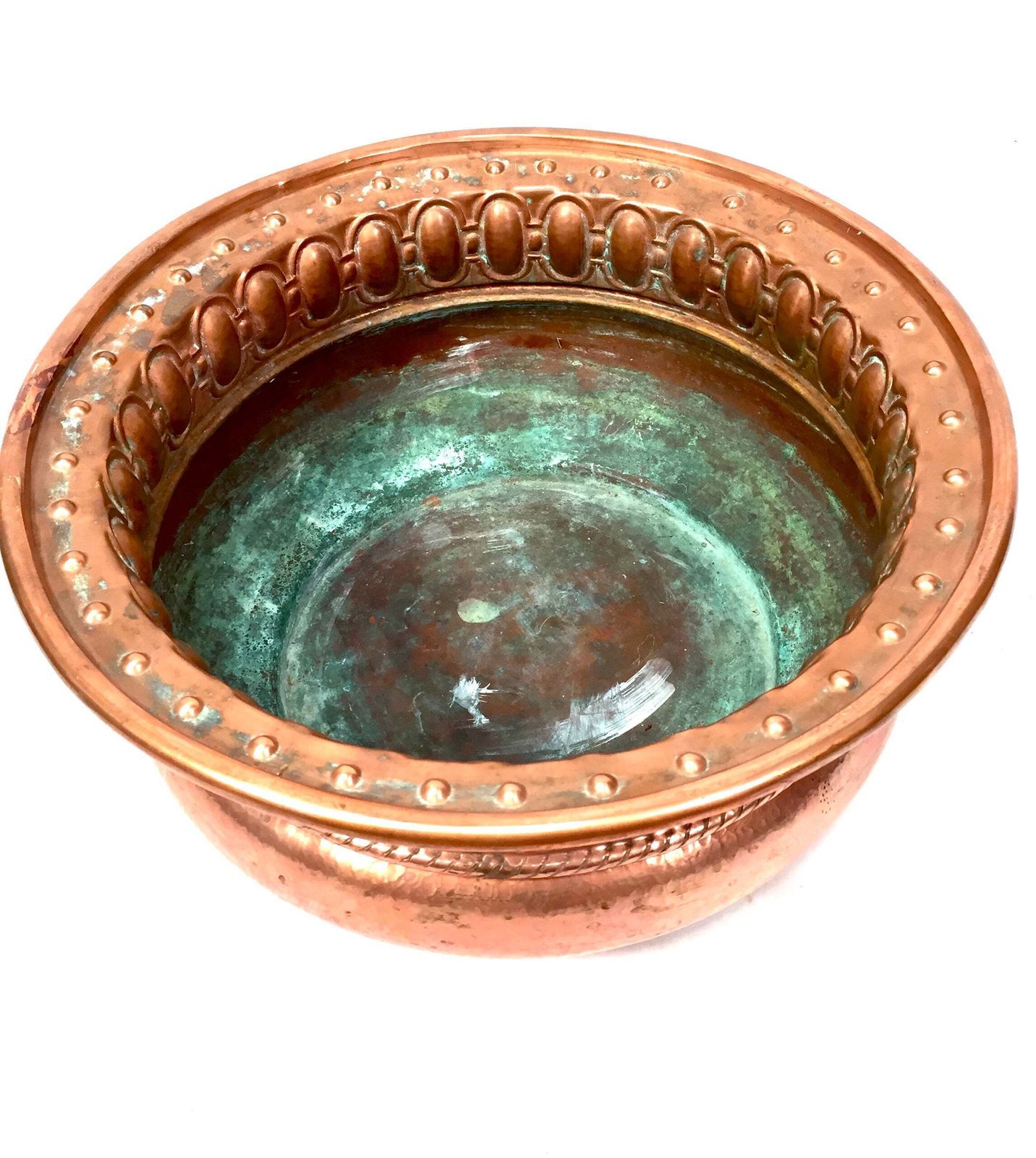 Antique Large Art Nouveau Copper Planter / Plant Pot / Jardiniere Arts & Crafts photo Garden Decor