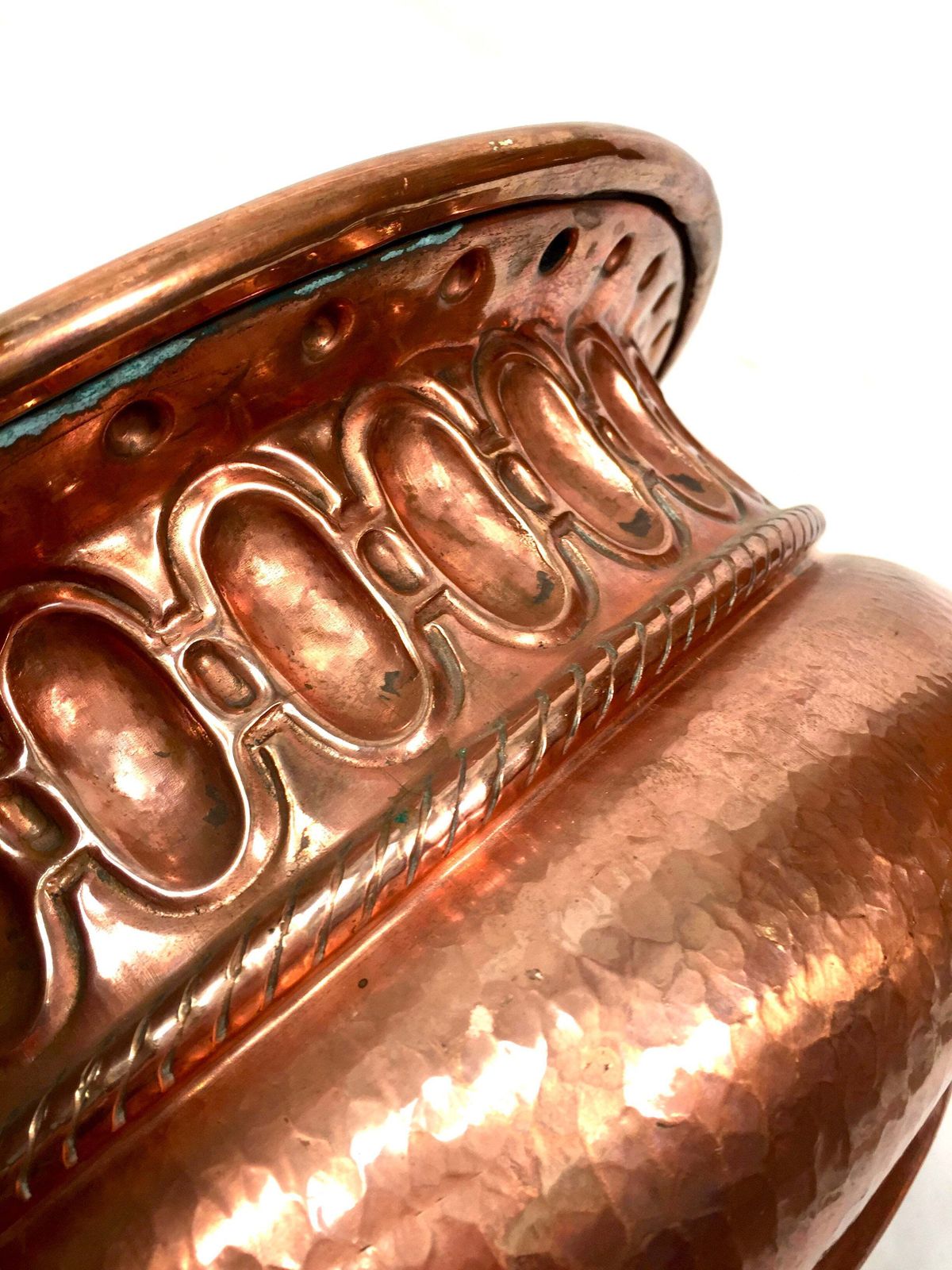Antique Large Art Nouveau Copper Planter / Plant Pot / Jardiniere Arts & Crafts photo vinterior