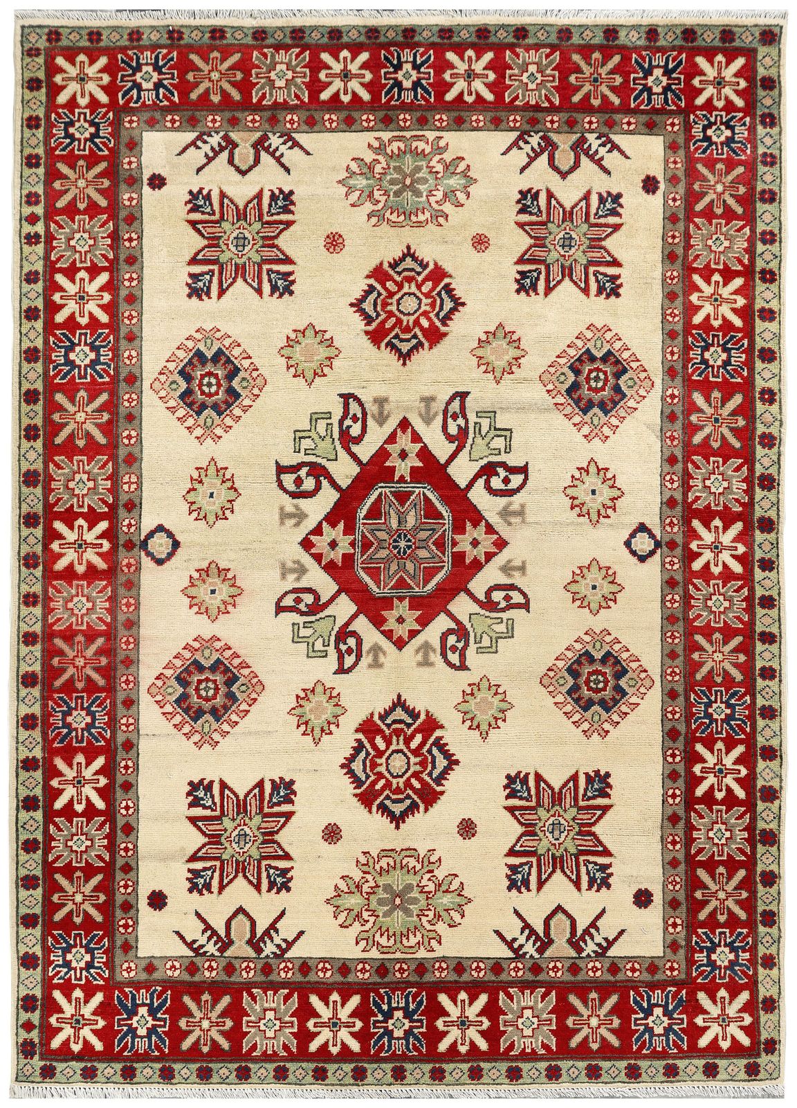 Ivory Kazak Traditional 5x7 Unique Area Rug