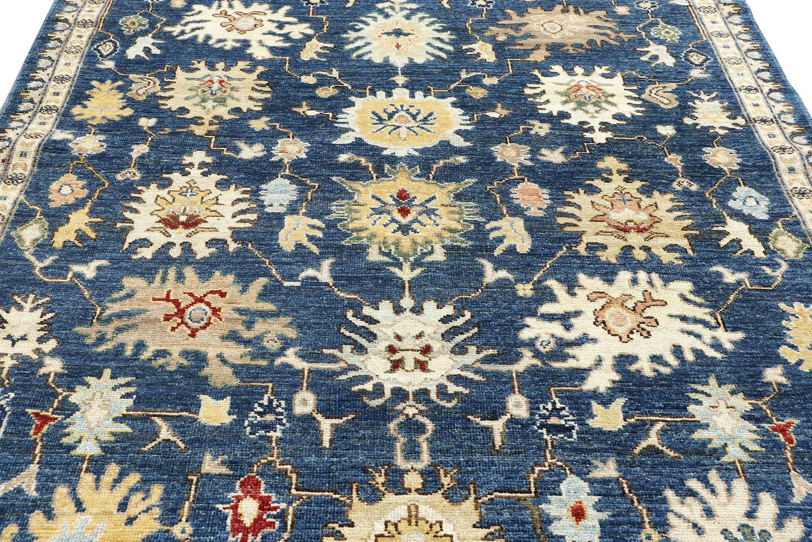 5x7 Oushak Turkish Navy Living Room Bedroom Rug photo for sale