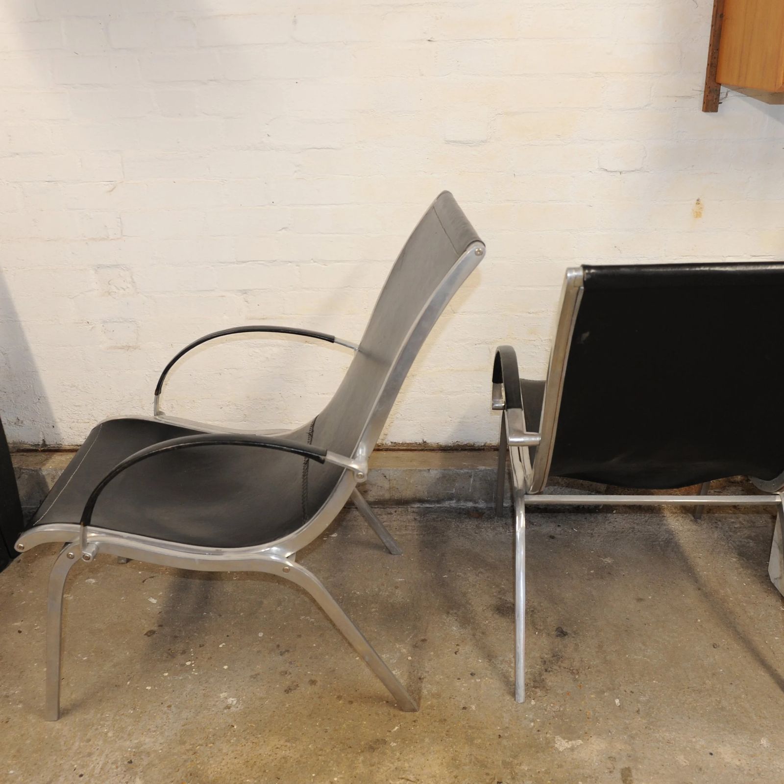 1495.0 Pair Of Mid Century Leather And Aluminium Lounge Chairs By Rudolf Szedleczky, 1970s photo