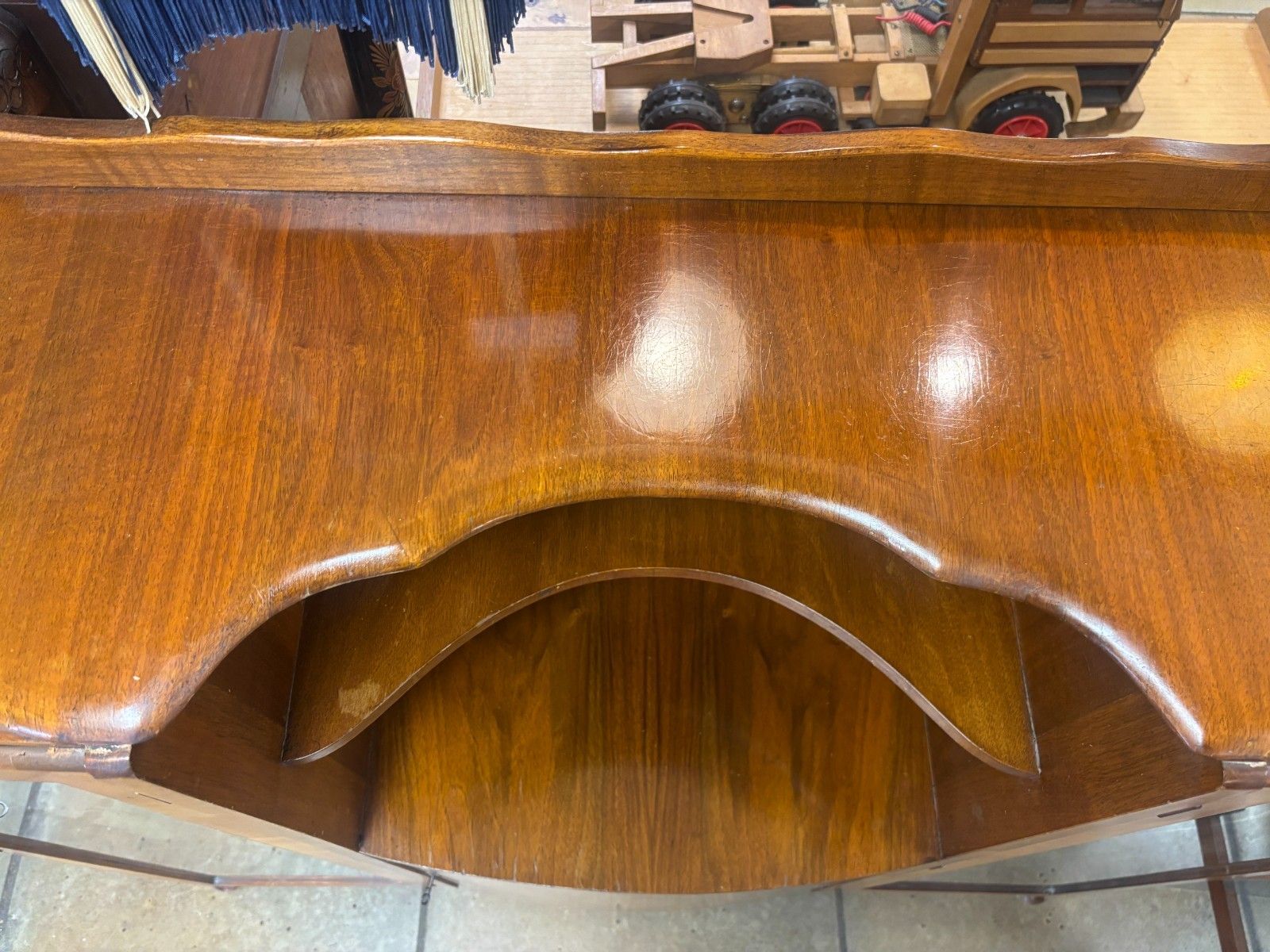 1950's Walnut Veneered Art Deco Style Side By Side Display Cabinet As Found photo vinterior