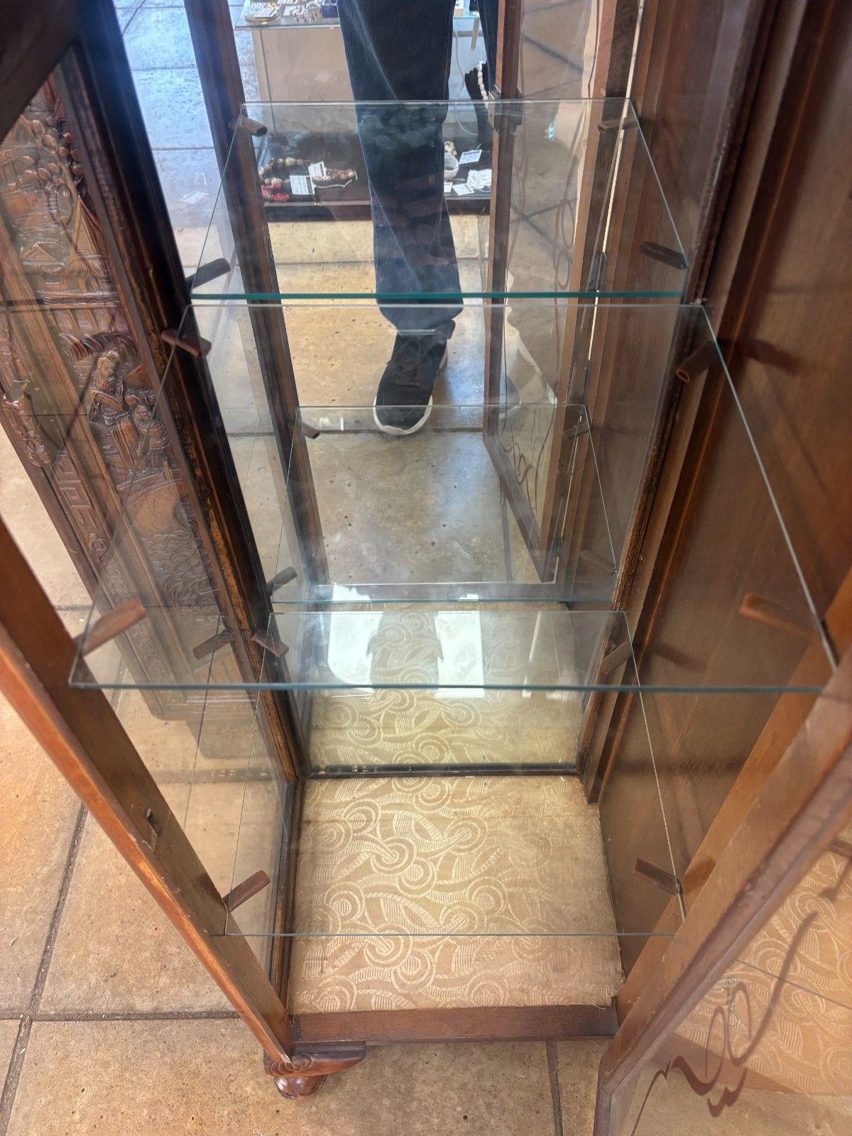 120.0 1950's Walnut Veneered Art Deco Style Side By Side Display Cabinet As Found photo
