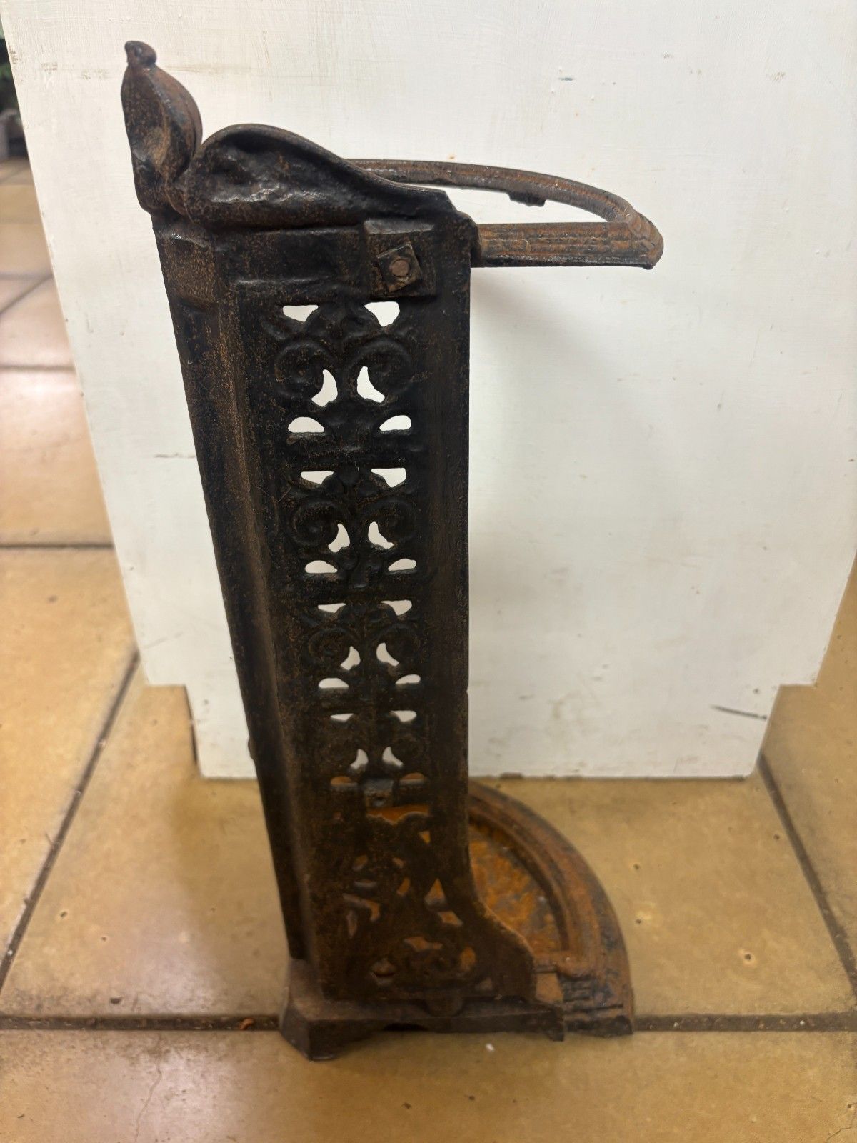 Antique Late Victorian Cast Iron Corner Umbrella/ Stick Stand With Reg Mark photo vintage
