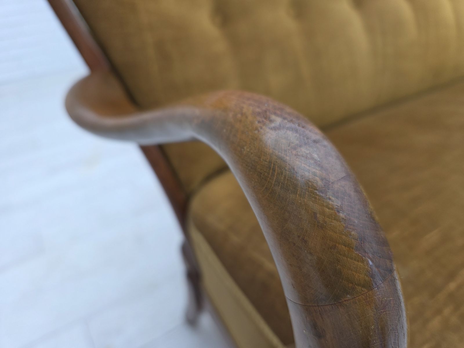 photo furniture 1960s, Danish Design By Alfred Christensen, 2 Seater Sofa, Green Furniture Velour.
