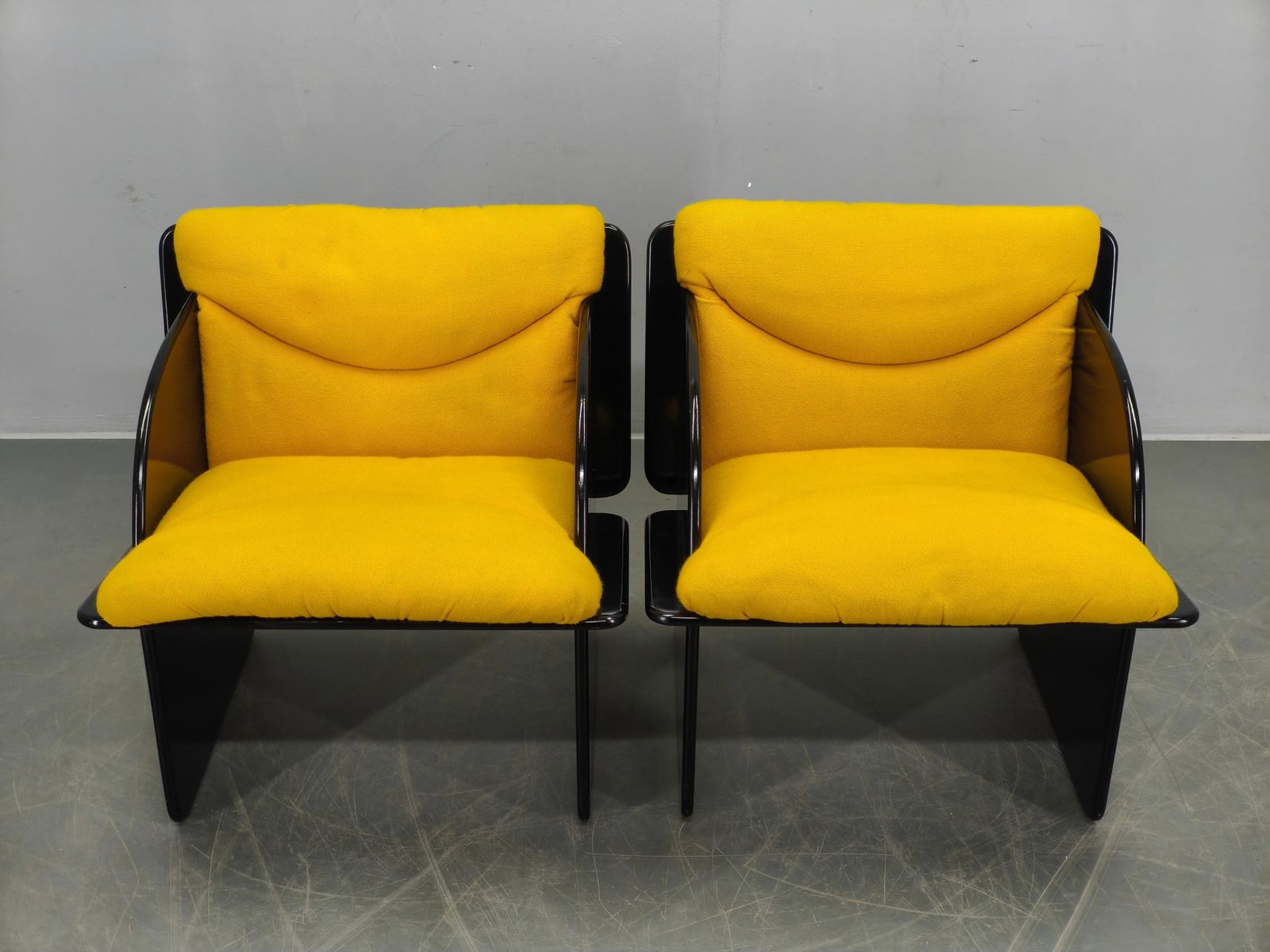 Pair Of Italian Space Age Armchairs, Black Lacquer, 1970s photo 1508.0