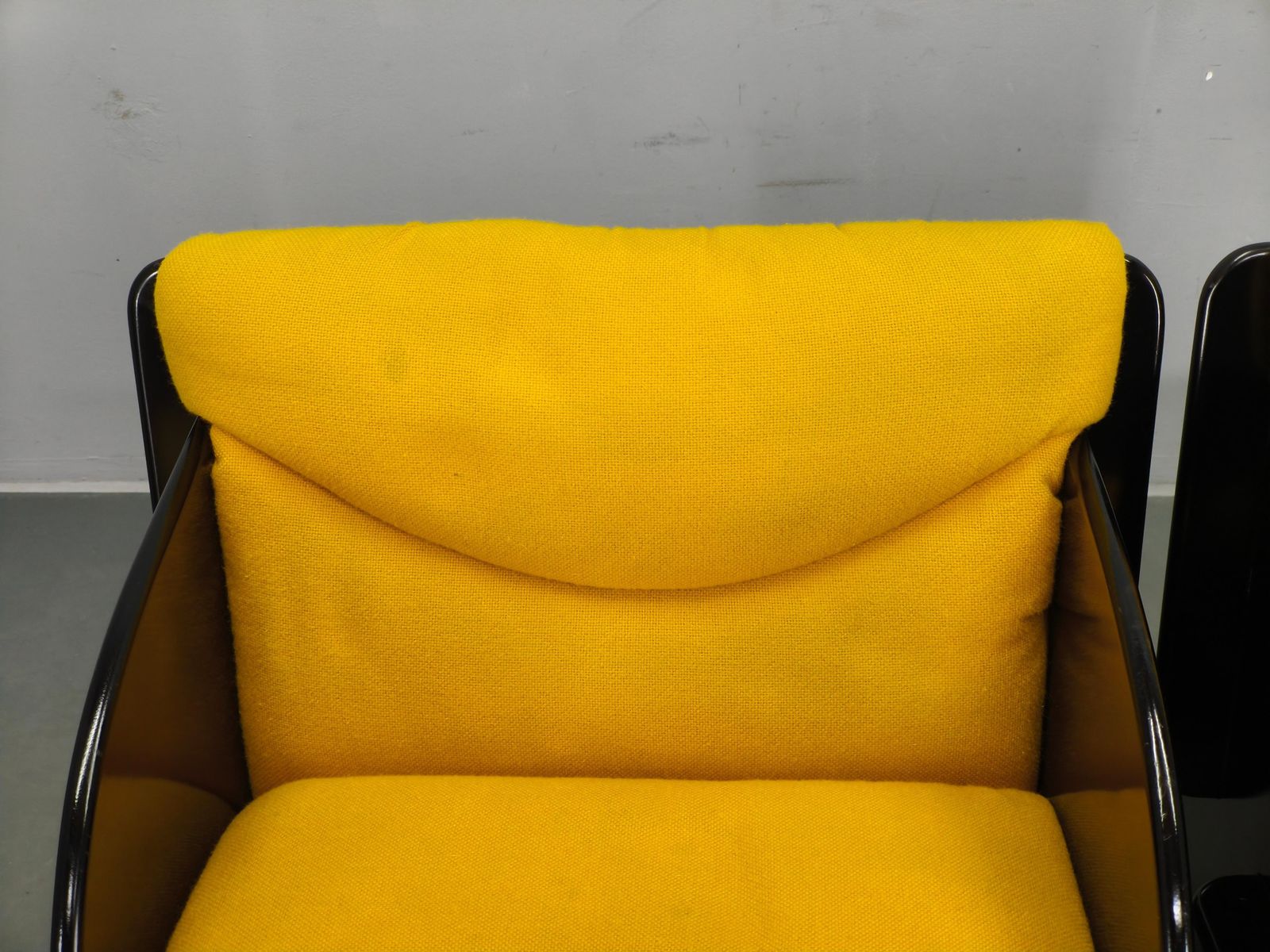 Pair Of Italian Space Age Armchairs, Black Lacquer, 1970s photo vinterior