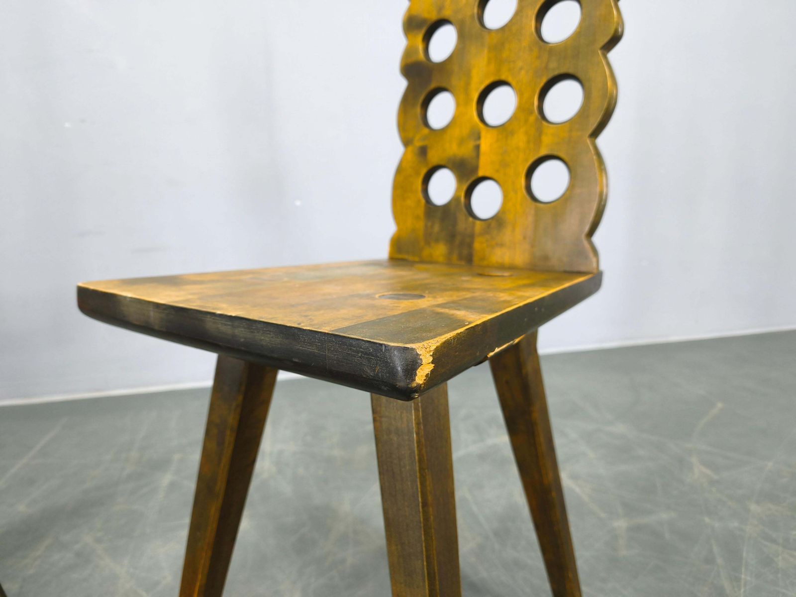photo furniture Set Of 3 Brutalist Wooden Chairs, Czechoslovakia, 1950s