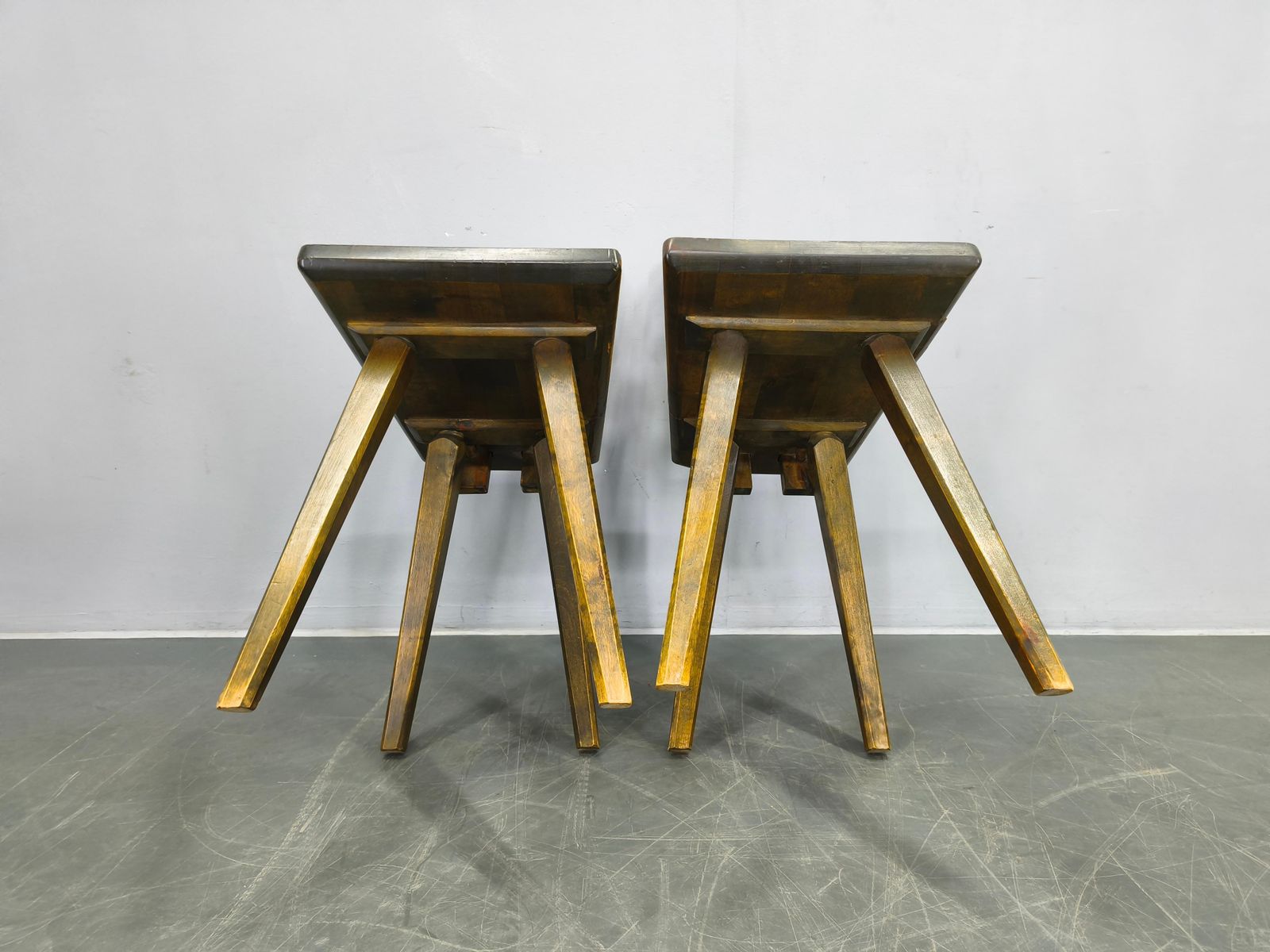 photo vintage Set Of 3 Brutalist Wooden Chairs, Czechoslovakia, 1950s
