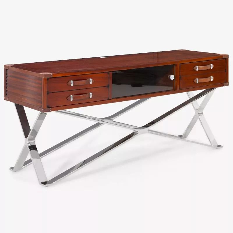 Star Bay Rockefeller Media Unit | Rosewood & Leather | Explorer Campaign Furniture photo for sale