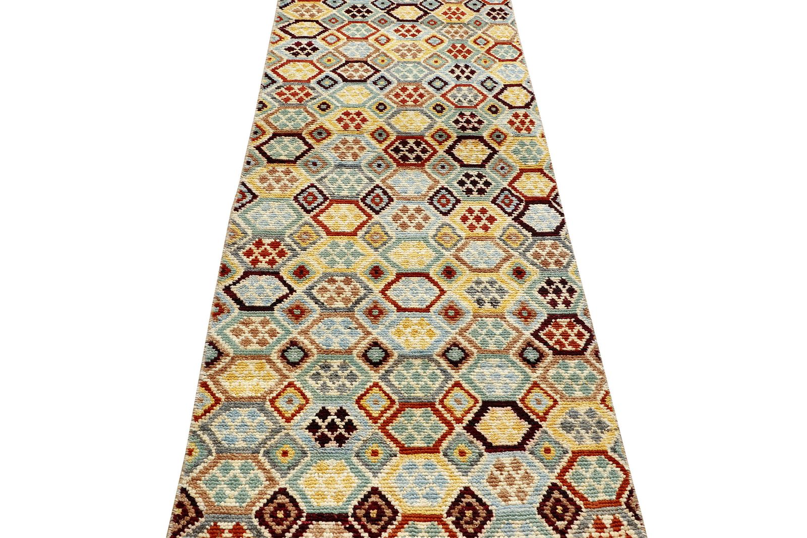 2x10 Turkish Anatolian Geometric Boho Hand Knotted Runner Rug photo Textiles