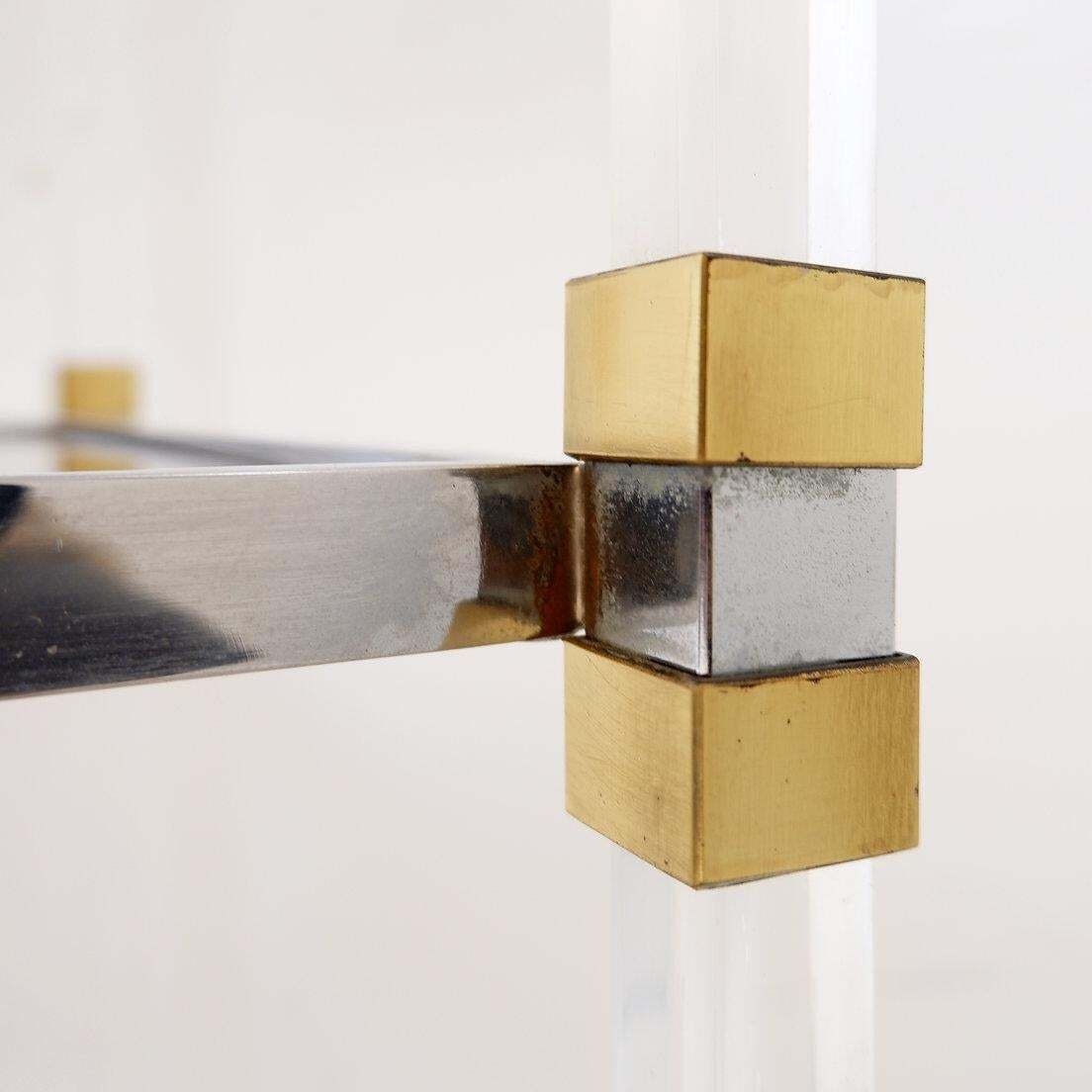 Claustra Shelf In Plexiglass, Smoked Glass And Brass, Charles Hollis Jones Style photo furniture