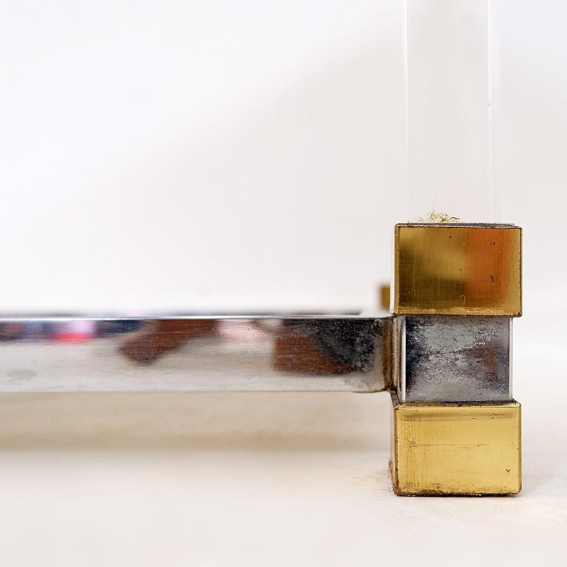 Claustra Shelf In Plexiglass, Smoked Glass And Brass, Charles Hollis Jones Style photo buy