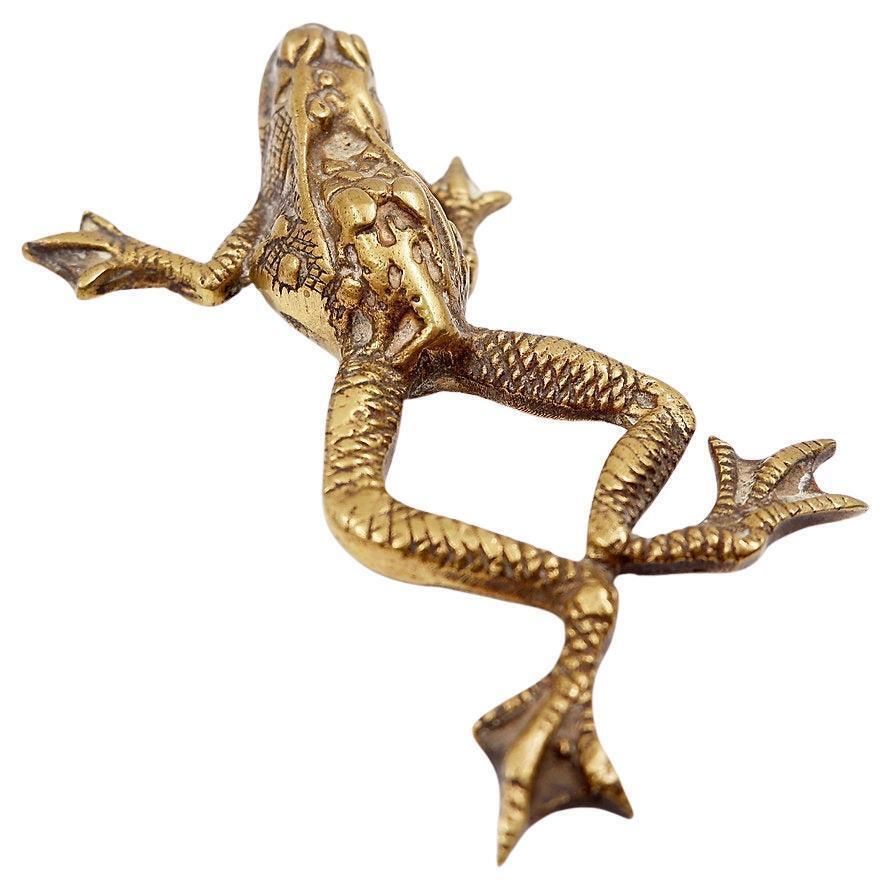Vintage Brass Frog Sculpture, 1960s Animal Decor, 20th Century Art