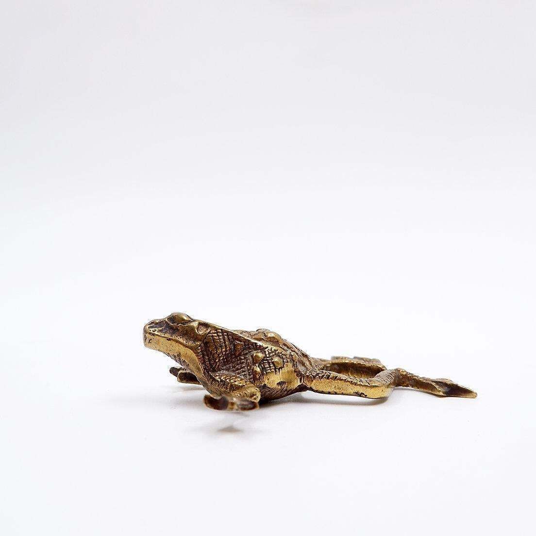 Vintage Brass Frog Sculpture, 1960s Animal Decor, 20th Century Art photo furniture